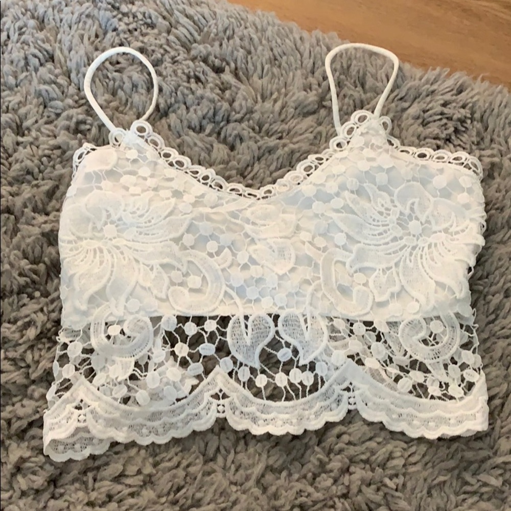 White lace crop top